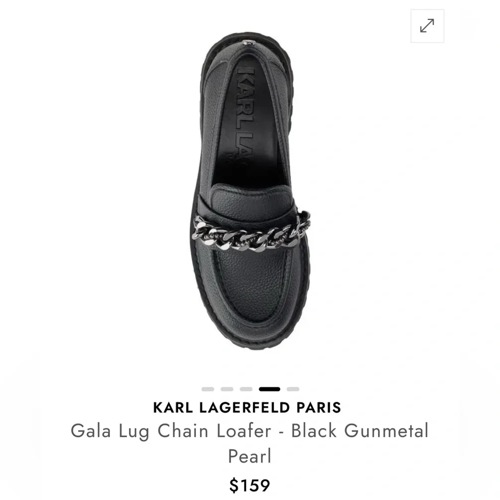 Karl Lagerfeld Paris Gala Lug Chain Loafer in Black Gunmetal Black Loafers